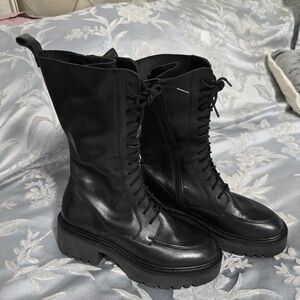 Asos Combat Leather Lace Up Boots, Size 4